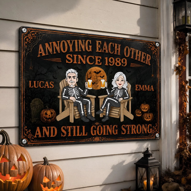 Personalized Home Decor Metal Sign - Halloween Anniversary Gift For Couple - Every Year Tells A Story
