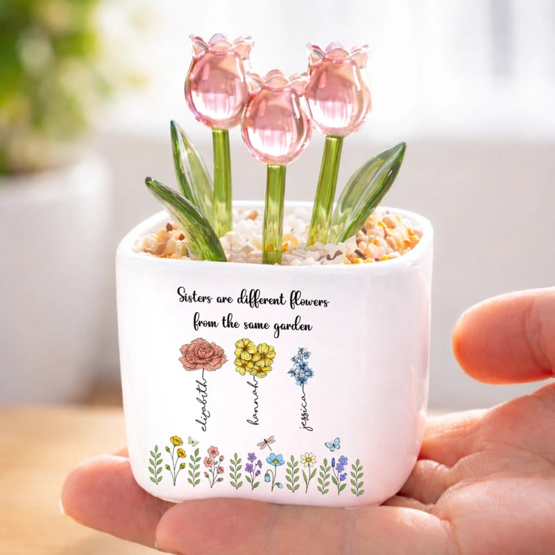 Personalized Glass Everlasting Tulips – Gift For Sister, Bestie, Best Friend - Lucky to Have You