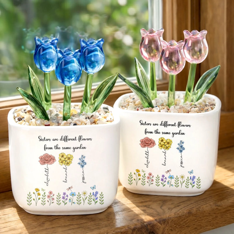Personalized Glass Everlasting Tulips – Gift For Sister, Bestie, Best Friend - Lucky to Have You
