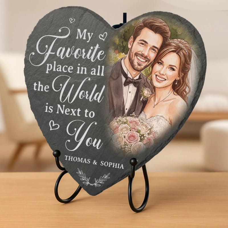 Personalized Photo Heart Shaped Stone With Stand – Anniversary Gift For Couple – Always Next To You