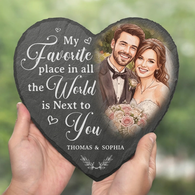Personalized Photo Heart Shaped Stone With Stand – Anniversary Gift For Couple – Always Next To You
