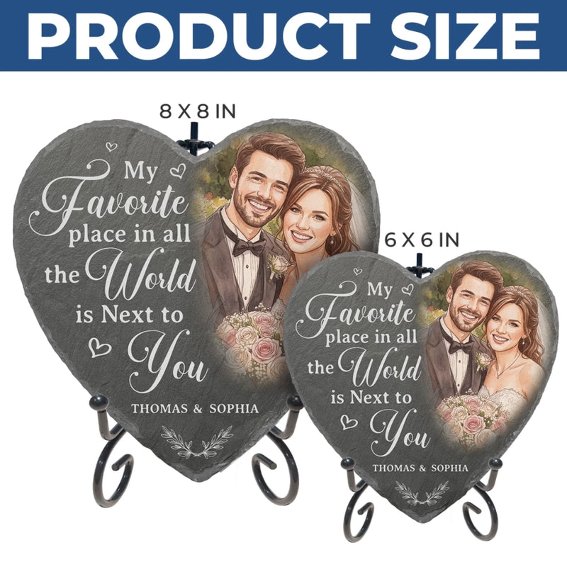 Personalized Photo Heart Shaped Stone With Stand – Anniversary Gift For Couple – Always Next To You