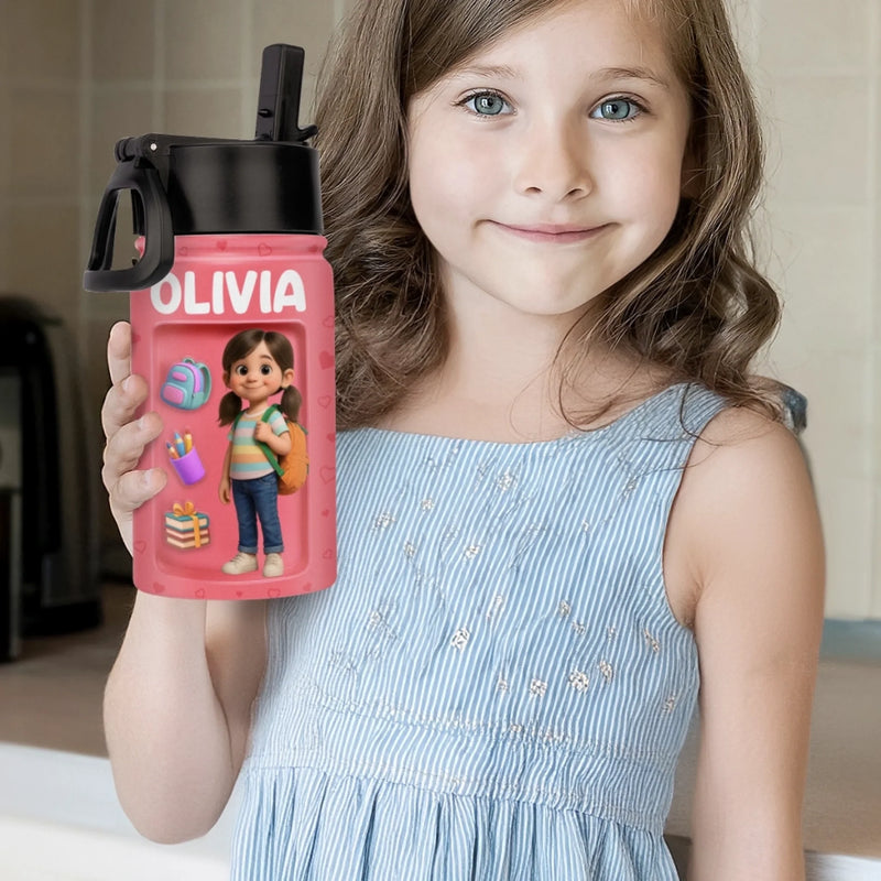 Personalized Photo Kids Backpack, Water Bottle, Lunch Bag  – Back To School Gifts For Kids –  Hydrate For Learning And Play