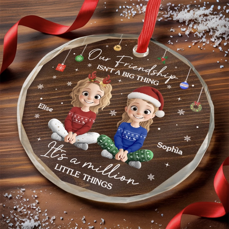 Personalized Glass Ornament - Christmas Gift For Sister, Bestie, Best Friend - Besties Making Magic This Noel