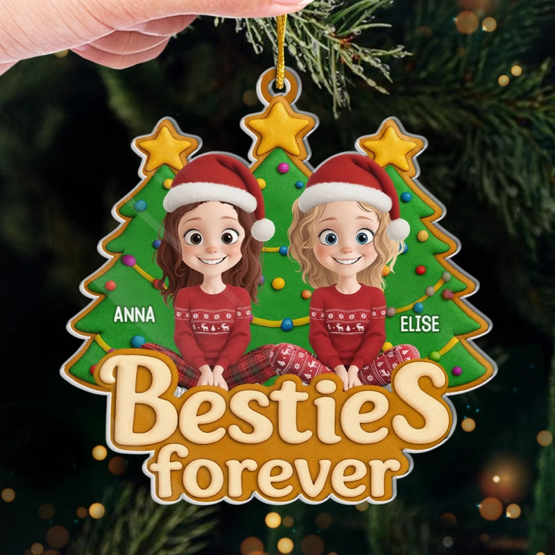 Personalized Acrylic Ornament – Christmas Gift For Sister, Bestie, Best Friend – Christmas Vibes With Besties