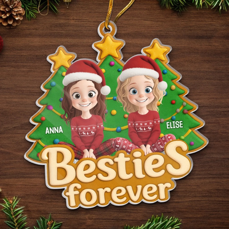 Personalized Acrylic Ornament – Christmas Gift For Sister, Bestie, Best Friend – Christmas Vibes With Besties