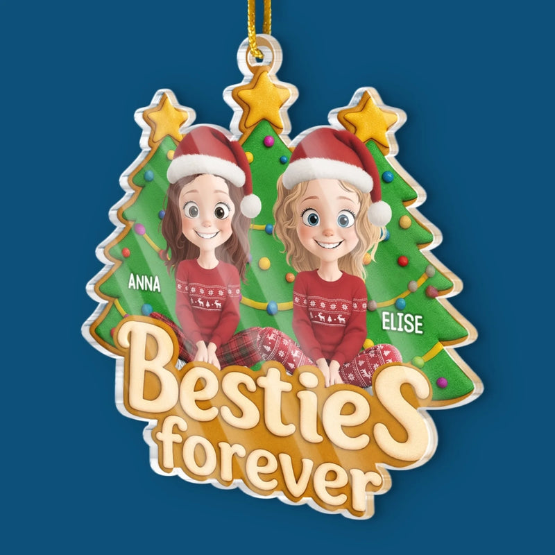 Personalized Acrylic Ornament – Christmas Gift For Sister, Bestie, Best Friend – Christmas Vibes With Besties