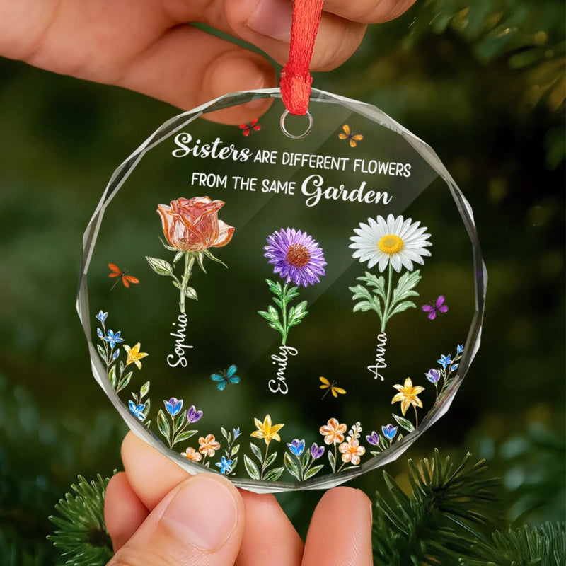 Personalized Glass Ornament - Christmas Gift For Sister, Bestie, Best Friend - Friendship Blooms Brighter Than Flowers