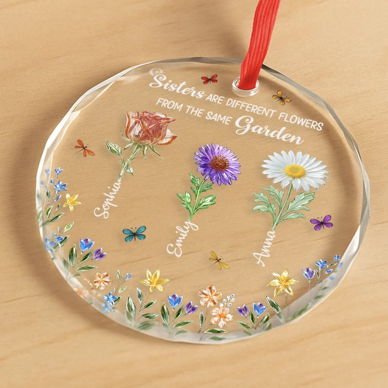 Personalized Glass Ornament - Christmas Gift For Sister, Bestie, Best Friend - Friendship Blooms Brighter Than Flowers