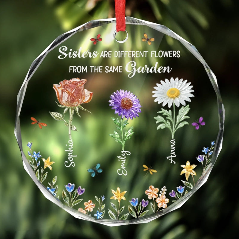 Personalized Glass Ornament - Christmas Gift For Sister, Bestie, Best Friend - Friendship Blooms Brighter Than Flowers