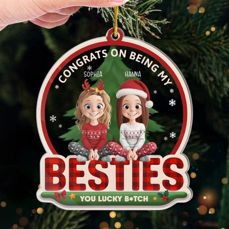 Personalized Acrylic Ornament – Christmas Gift For Sister, Bestie, Best Friend – Congrats On Being My Sisters