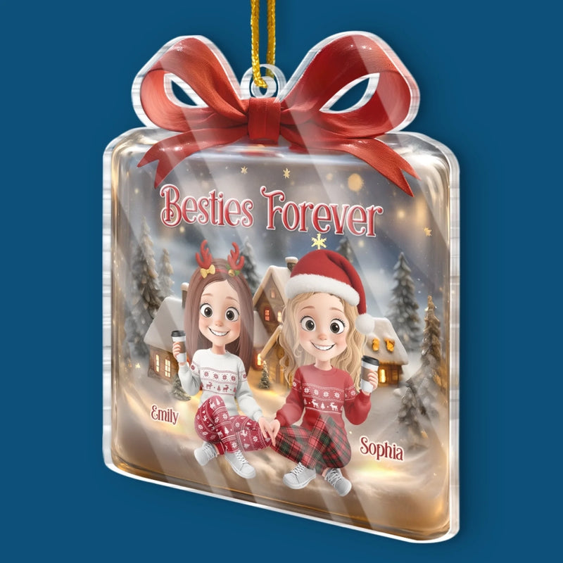 Personalized Acrylic Ornament – Christmas Gift For Sister, Bestie, Best Friend – Besties Forever Holiday Cheer