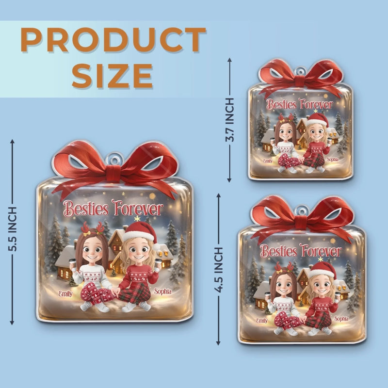 Personalized Acrylic Ornament – Christmas Gift For Sister, Bestie, Best Friend – Besties Forever Holiday Cheer