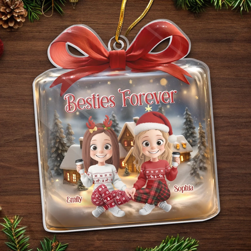 Personalized Acrylic Ornament – Christmas Gift For Sister, Bestie, Best Friend – Besties Forever Holiday Cheer