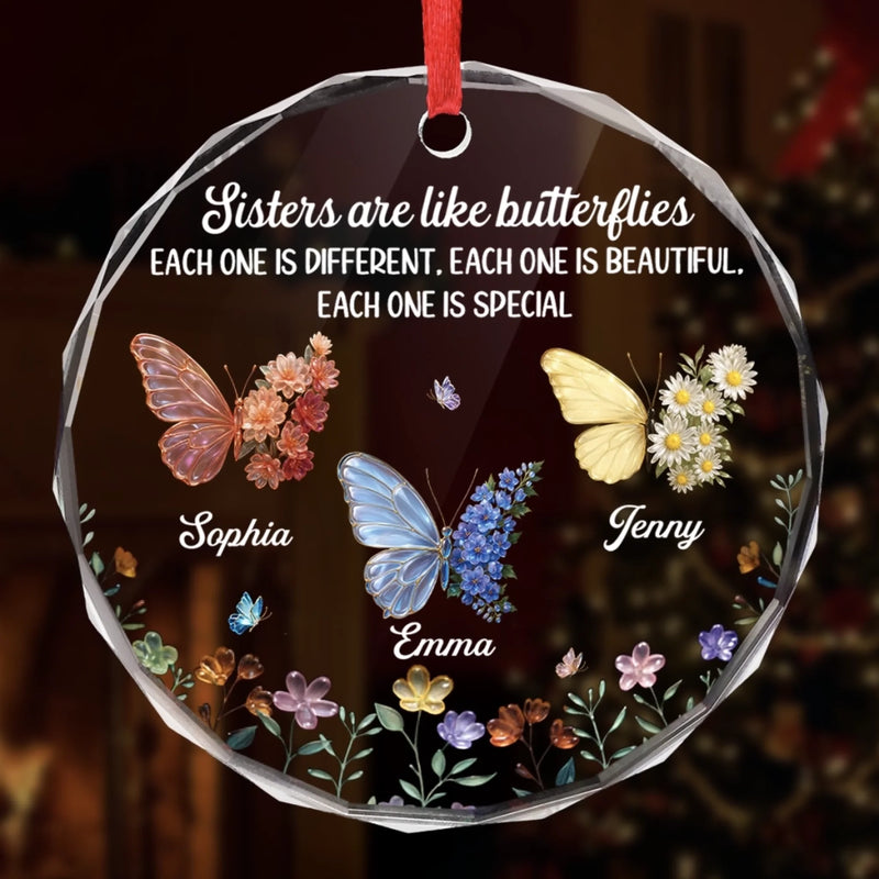 Personalized Glass Ornament - Christmas Gift For Sister, Bestie, Best Friend - Butterflies Bless Our Friendship