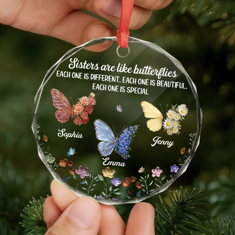 Personalized Glass Ornament - Christmas Gift For Sister, Bestie, Best Friend - Butterflies Bless Our Friendship