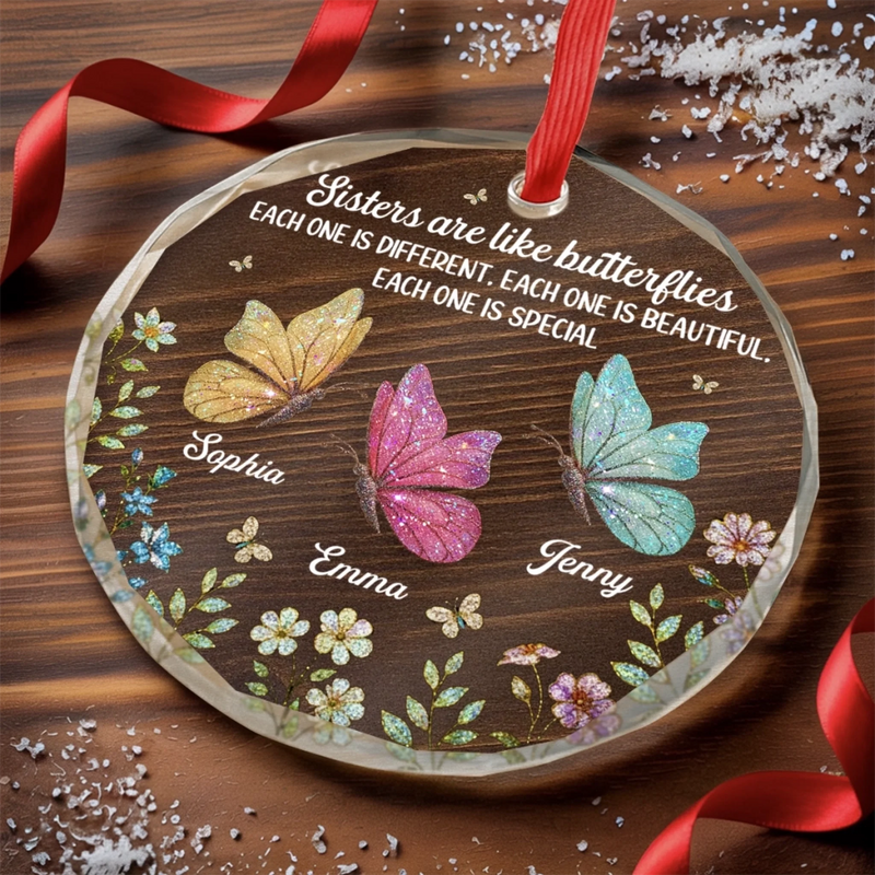 Personalized Glass Ornament - Christmas Gift For Sister, Bestie, Best Friend - Besties Brighten Every Day
