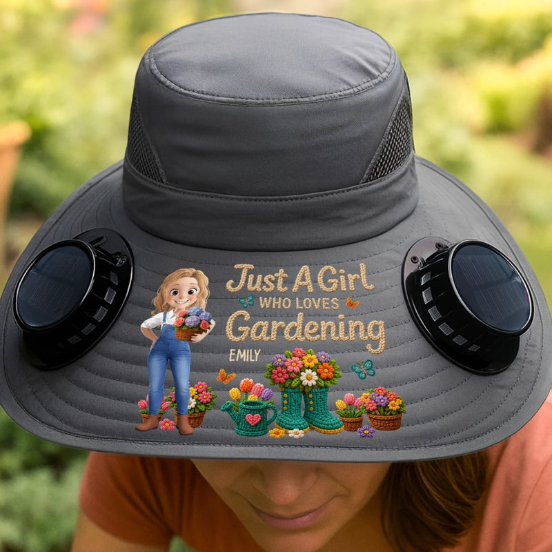 Personalized Hat With Fans Solar Power – Gifts For Garden Lovers, Plant Lovers – Cool Shade, Happy Planting