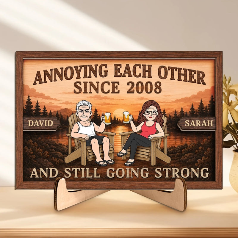 Personalized 2-Layered Wooden Plaque - Wedding Anniversary Gift For Couple - Built on Love & Laughter