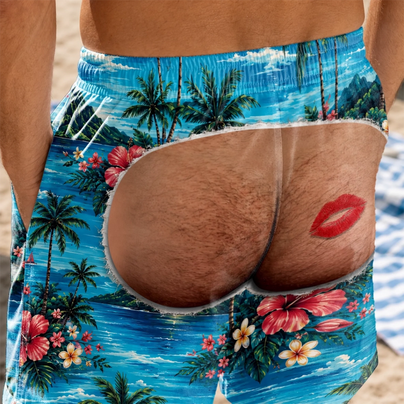 Personalized Funny Men Swim Trunks – Summer Gift For Men – Rear View Approved