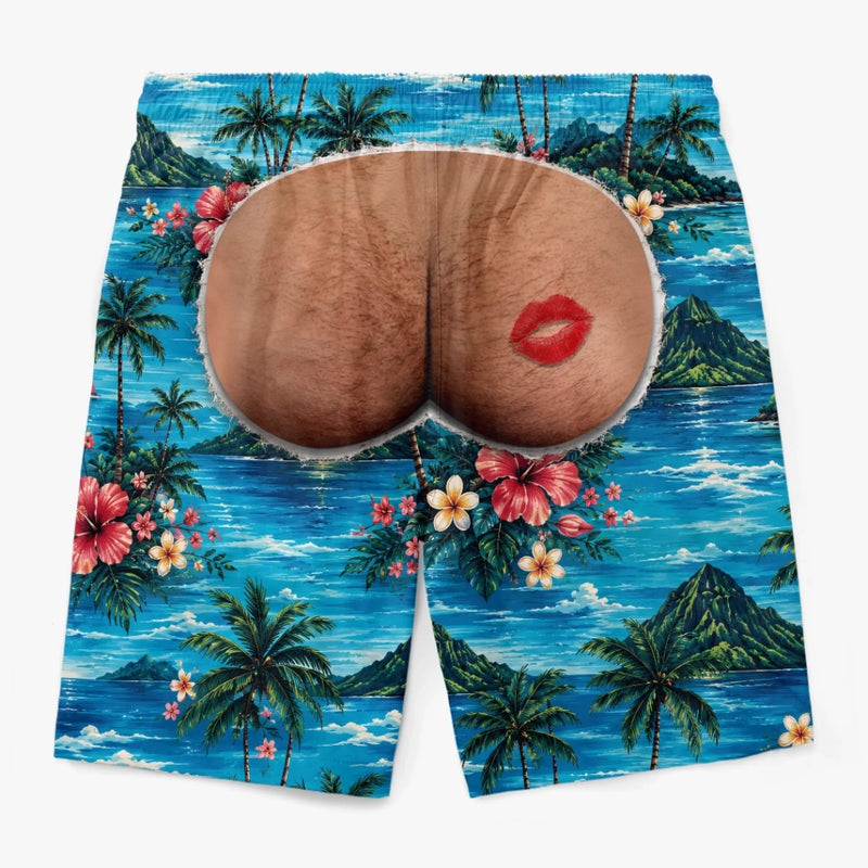 Personalized Funny Men Swim Trunks – Summer Gift For Men – Rear View Approved
