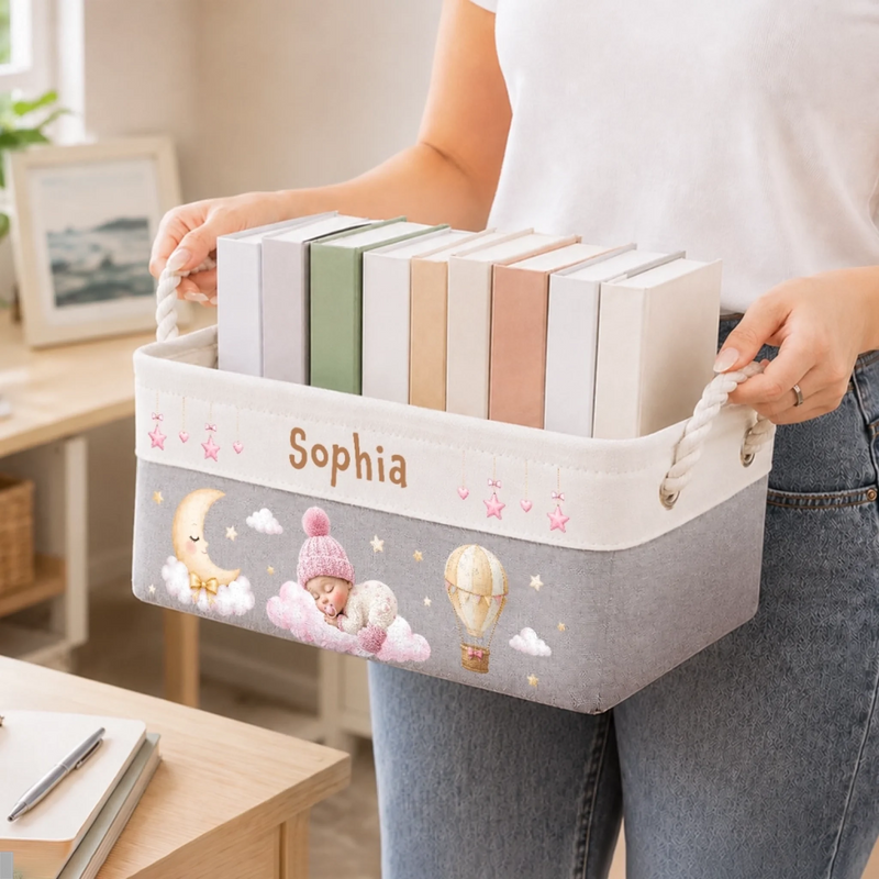 Personalized Storage Basket – Baby Shower Gift For New Parents – Tiny Hands Big Love