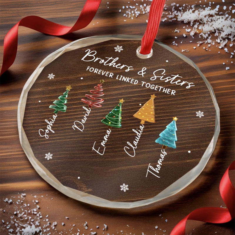 Personalized Glass Ornament - Christmas Gift For Sister, Brother, Sibling - Siblings Make Christmas Merrier