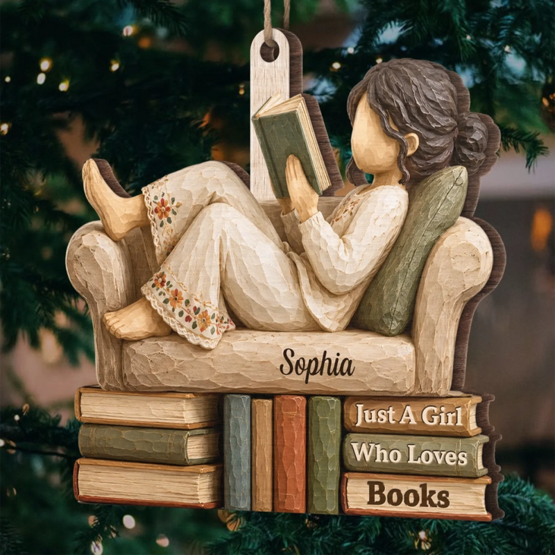 Personalized Wood Ornament – Christmas Gift For Book Lovers – Booked for the Holidays