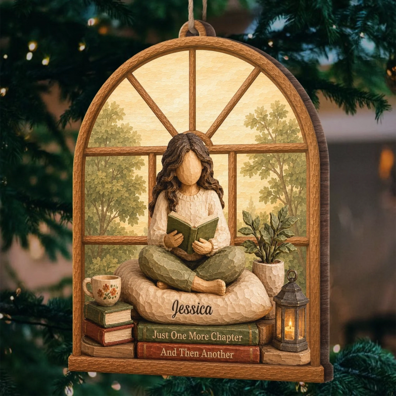 Personalized Wood Ornament – Christmas Gift For Book Lovers – Books Before Bells