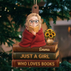 Personalized Wood Ornament – Christmas Gift For Book Lovers – Santa Loves Bookworms