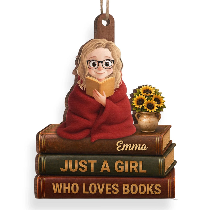Personalized Wood Ornament – Christmas Gift For Book Lovers – Santa Loves Bookworms