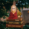 Personalized Wood Ornament – Christmas Gift For Book Lovers – Santa Loves Bookworms