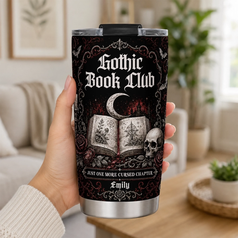 Personalized Tumbler - Gothic Halloween Gift For Book Lovers - Just One More Cursed Chapter
