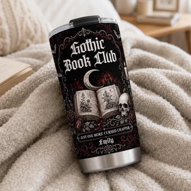Personalized Tumbler - Gothic Halloween Gift For Book Lovers - Just One More Cursed Chapter