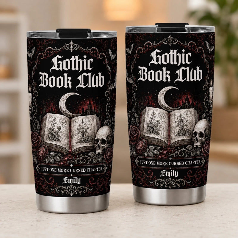 Personalized Tumbler - Gothic Halloween Gift For Book Lovers - Just One More Cursed Chapter