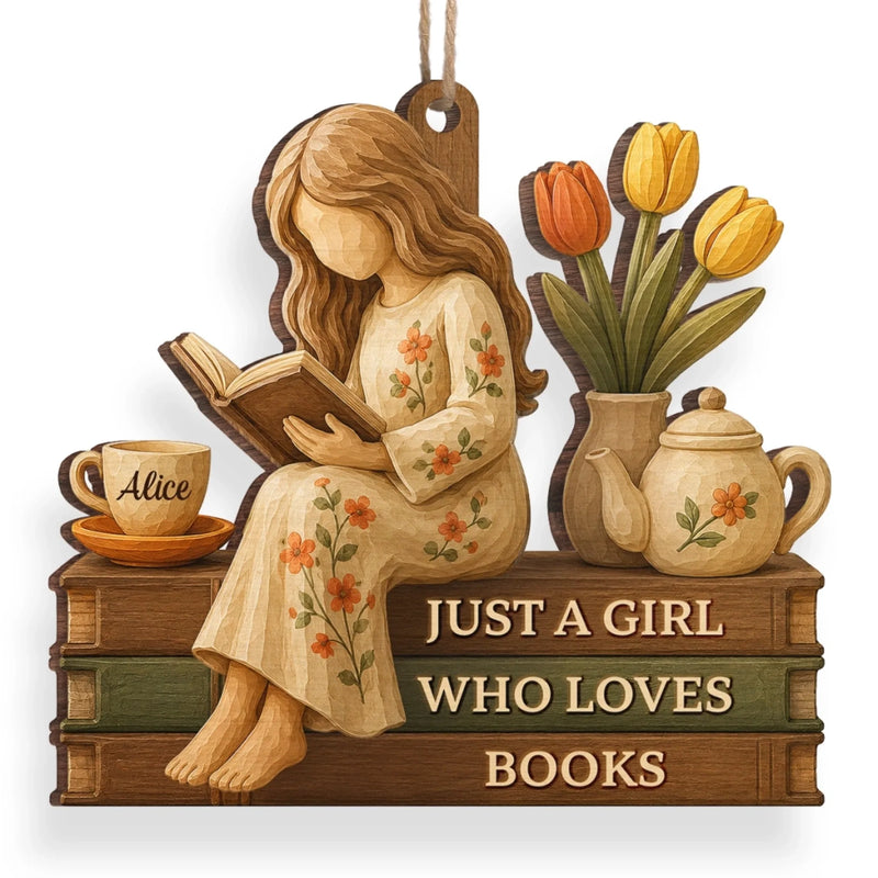 Personalized Wood Ornament – Christmas Gift For Book Lovers – Books Make Spirits Bright