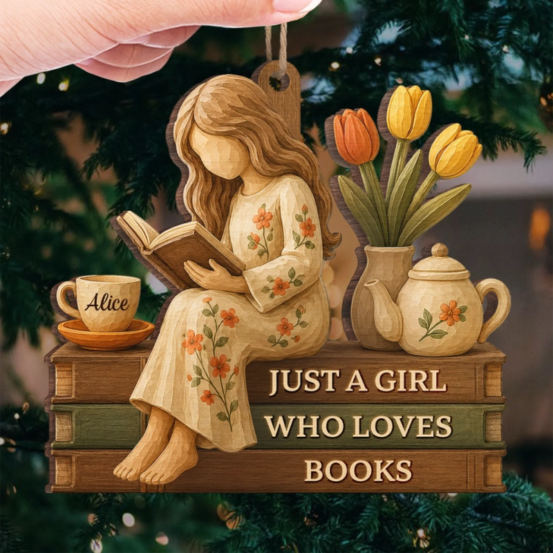 Personalized Wood Ornament – Christmas Gift For Book Lovers – Books Make Spirits Bright
