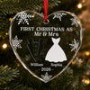 Personalized Heart, Round Glass Ornament - Anniversary Christmas Wedding Gifts For Couple, Husband And Wife - Our First Christmas As Mr & Mrs