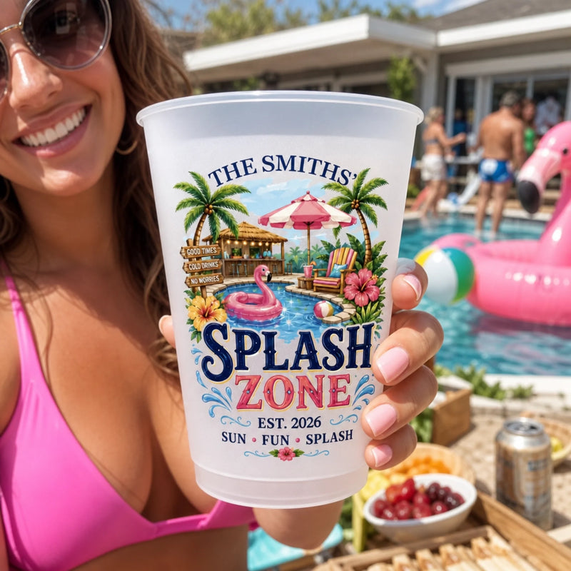 Personalized Party Plastic Cups – Summer Vacation And Travel Gifts Gifts For Family, Friends – Splash Zone