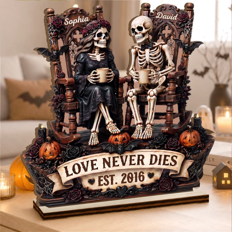 Personalized 2-Layered Wooden Plaque - Anniversary, Halloween Gift For Couple - Eternal Love For Us