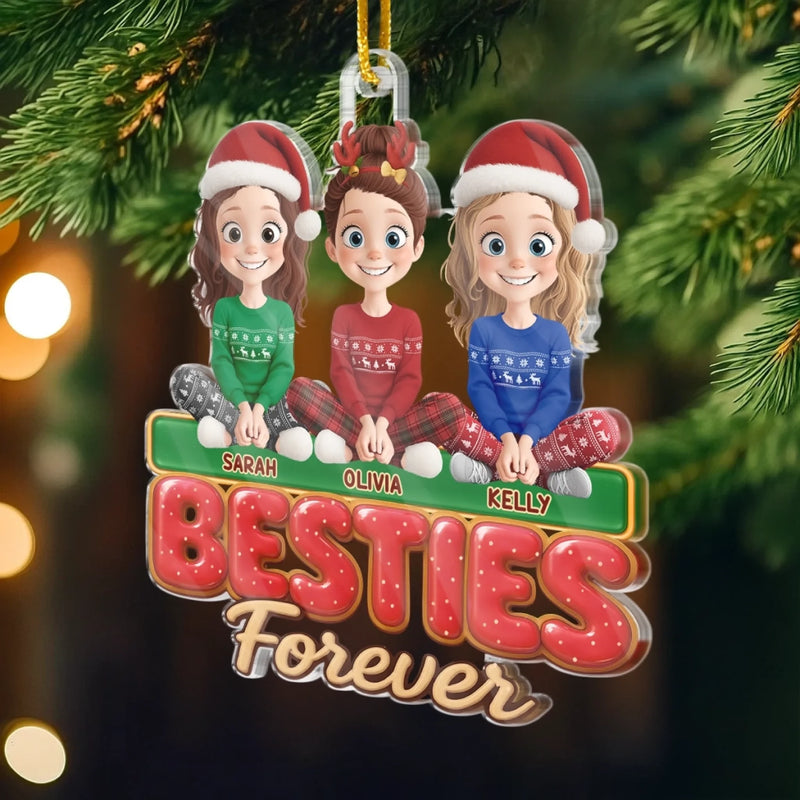 Personalized Acrylic Ornament – Christmas Gift For Sister, Bestie, Best Friend – Side By Side