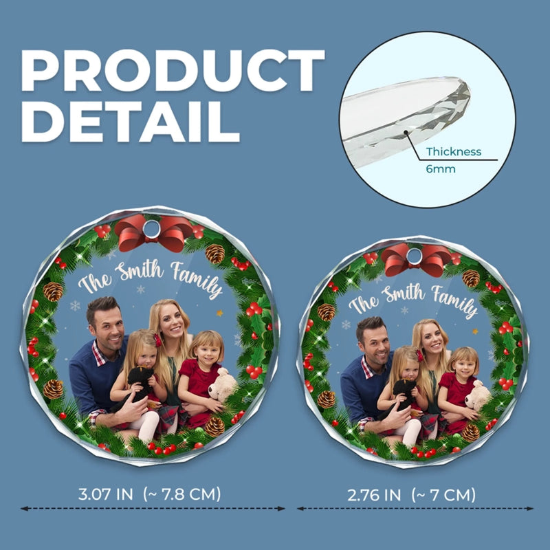 Personalized Photo Glass Ornament - Christmas Gift For Family - Home Is Where Christmas Begins