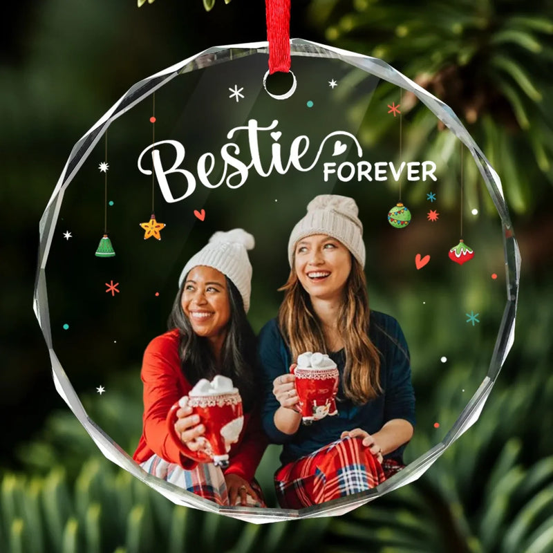 Personalized Photo Glass Ornament - Christmas Gift For Sibling, Brother, Sister - Christmas Brings Families Closer Together
