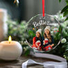Personalized Photo Glass Ornament - Christmas Gift For Sibling, Brother, Sister - Christmas Brings Families Closer Together