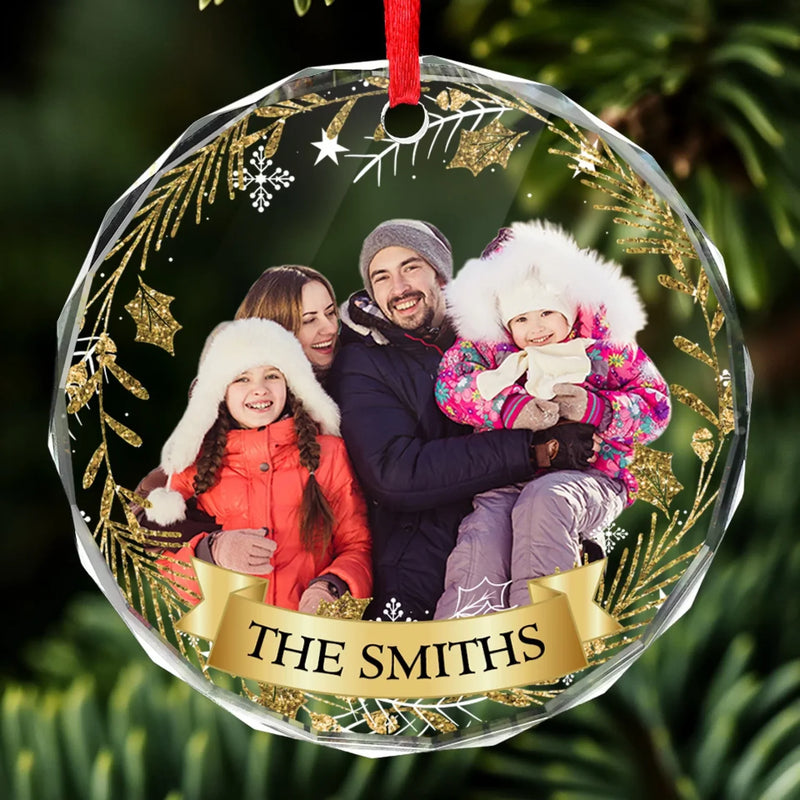 Personalized Photo Glass Ornament - Christmas Gift For Family - Being Part Of A Family Means Smiling