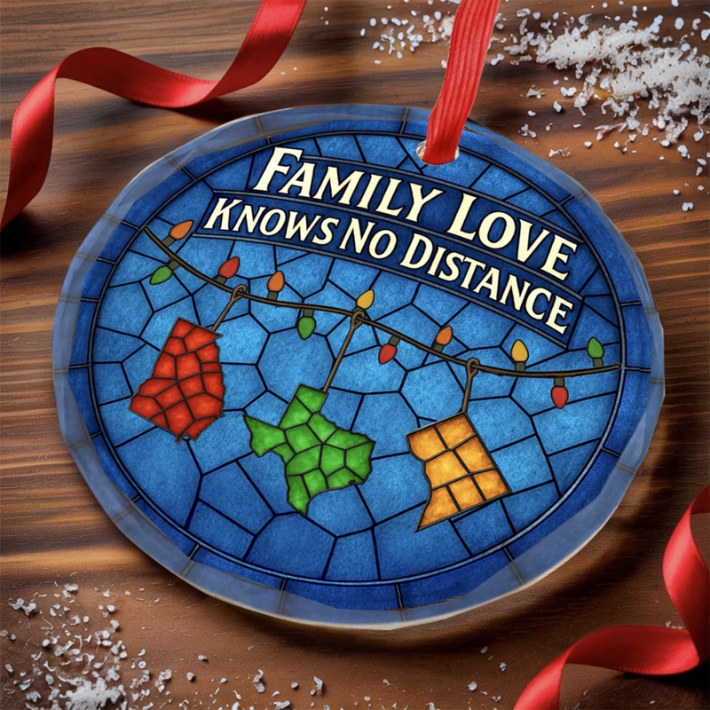 Personalized Glass Ornament - Christmas Gift For Mom, Dad, Family - Family Love, Across Every State
