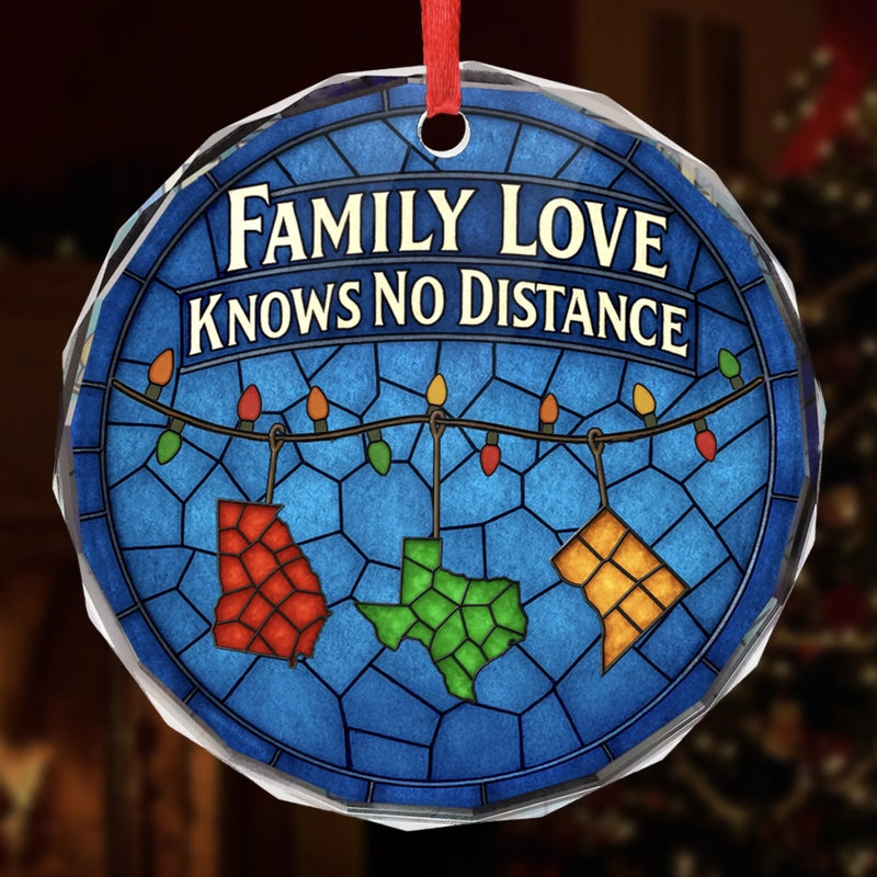 Personalized Glass Ornament - Christmas Gift For Mom, Dad, Family - Family Love, Across Every State