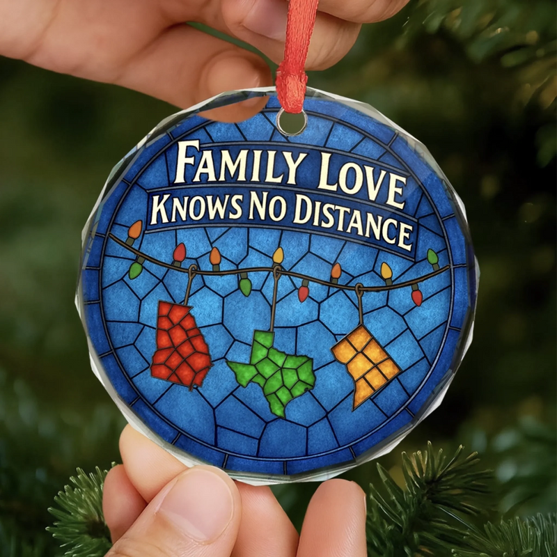 Personalized Glass Ornament - Christmas Gift For Mom, Dad, Family - Family Love, Across Every State