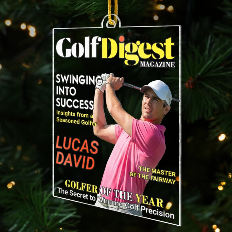 Personalized Photo Magazine Acrylic Ornament – Christmas Gift For Golfer, Golf Lovers – Master Of The Swing Arc