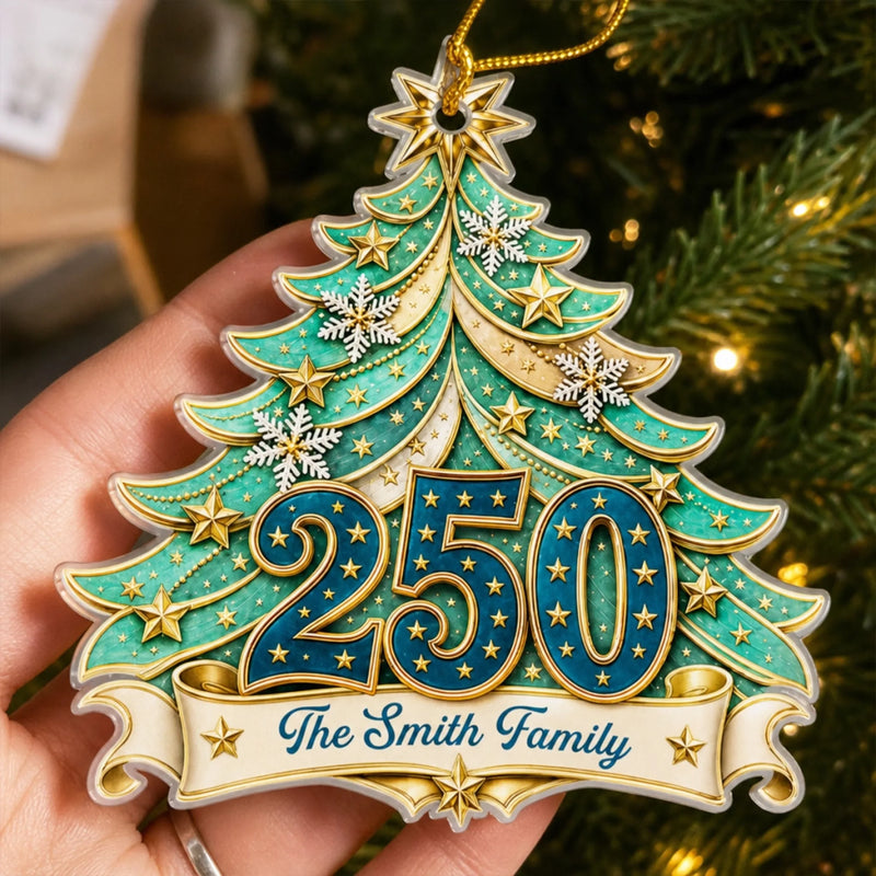 Personalized Acrylic Ornament – America 250th Anniversary, Christmas Gift For Family – Home For The Holidays